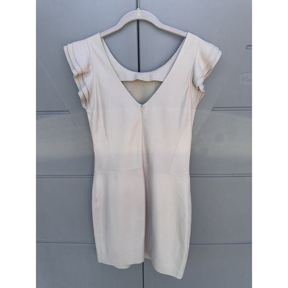 HOTEL PARTICULIER 100% Leather Bodycon Dress Ruffle Sleeves Minimalist Sz M - Picture 4 of 10